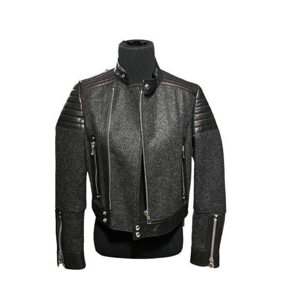 Diesel black gold leather and wool jacket - Picture 1 of 6